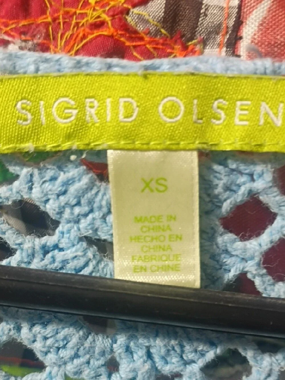 Sigrid Olsen Light Blue Crochet V-Neck Cardigan